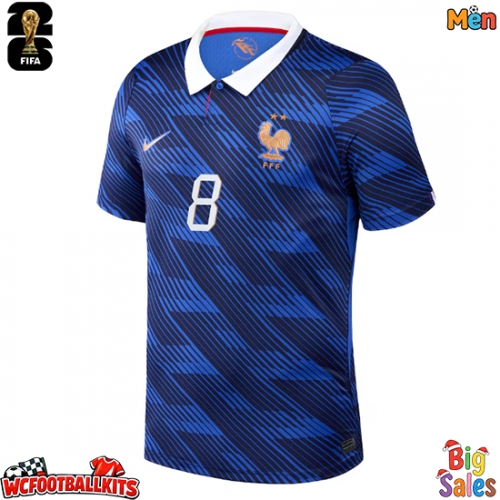 France Aurelien Tchouameni #8 Replica Home Stadium Shirt World Cup 2026 Short Sleeve